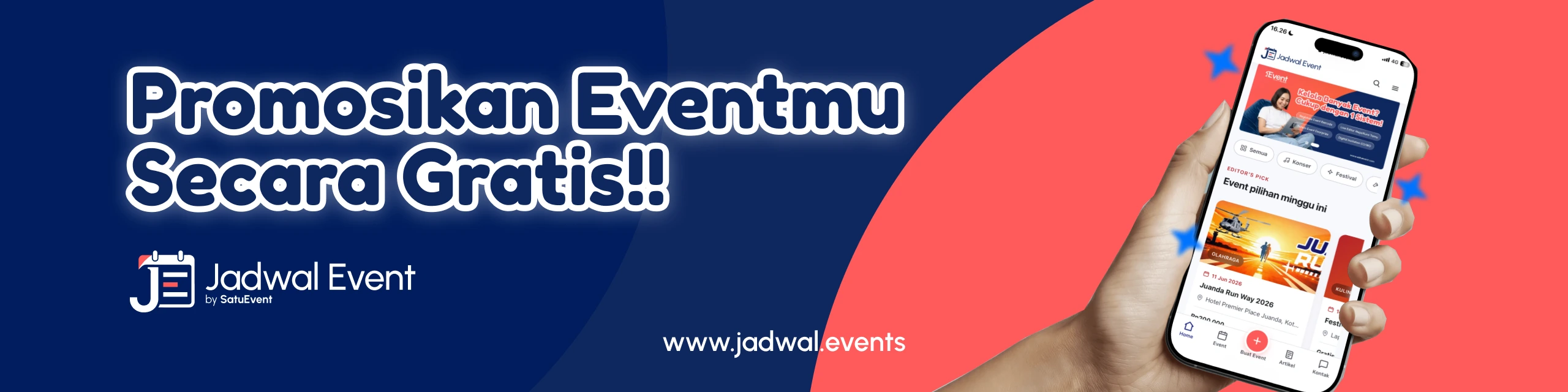 Pasang event gratis di Jadwal Event