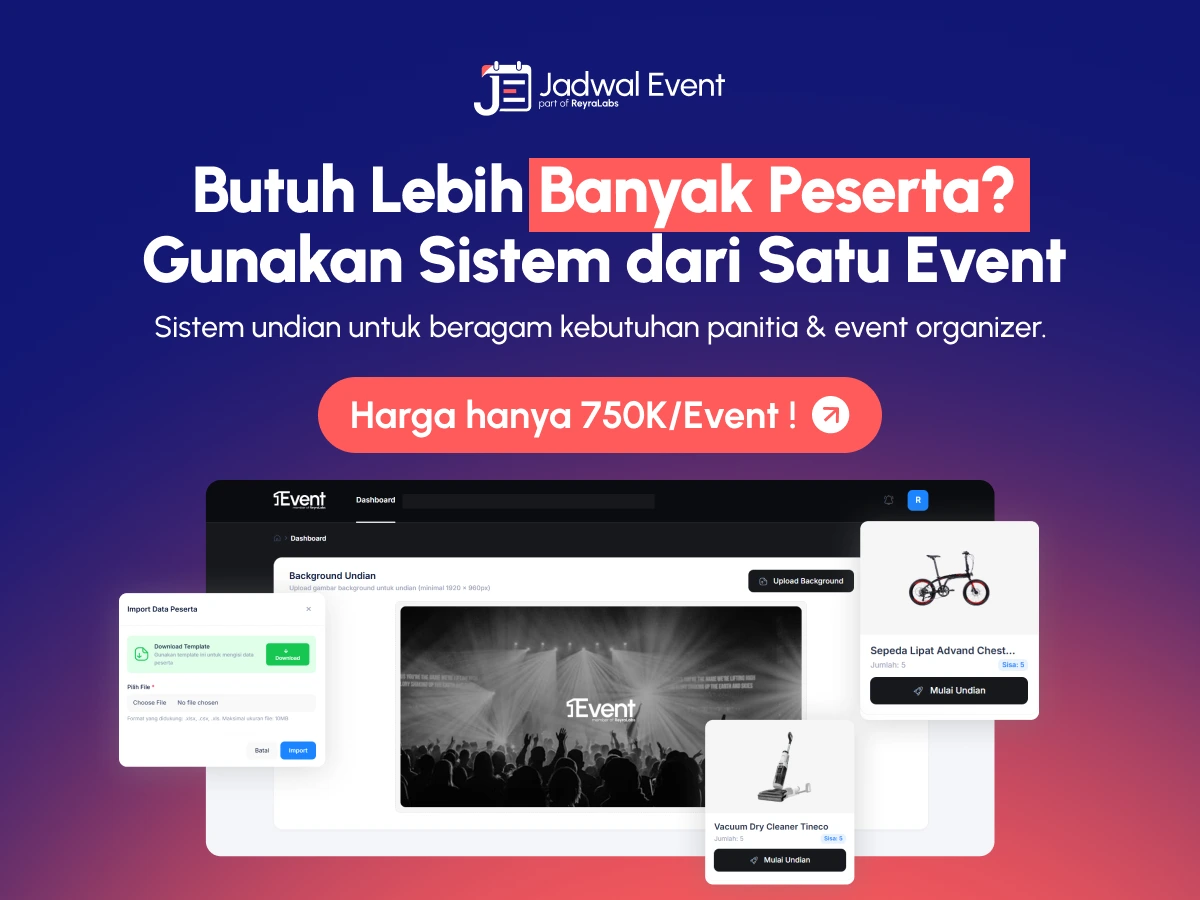 Sistem Doorprize SatuEvent untuk event besar — 3 jenis undian, tanpa operator atau onsite
